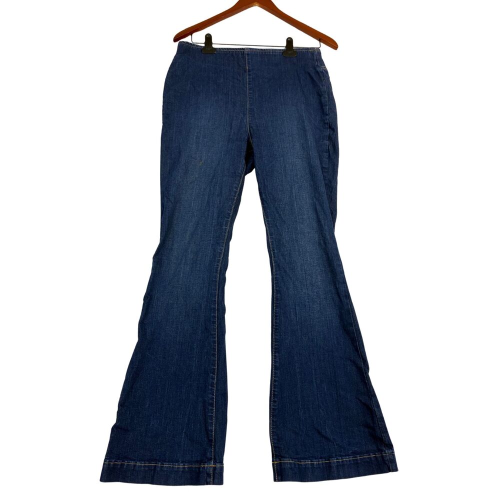 INC International Concepts Pull-On Flare Jeans Womens 10 Blue Stretch Denim High